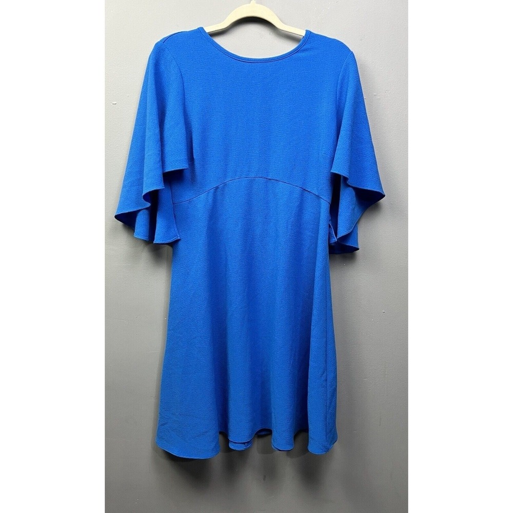 Just Taylor Dress Womens 6 Blue Flutter sleeve Back Zipper Office Coastal